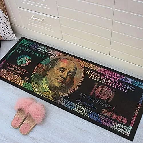 GUBIYU Money Rugs 100 Dollar Bill Area Runner Rug 59x23.5 inches | Nonslip Rubber Backed Floor Mat thumbnail 1