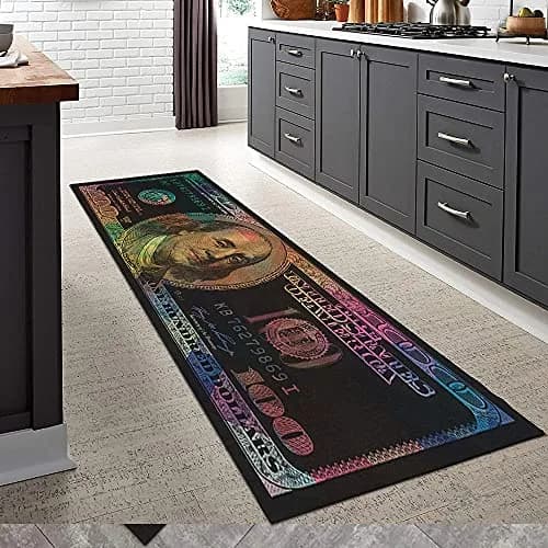 GUBIYU Money Rugs 100 Dollar Bill Area Runner Rug 59x23.5 inches | Nonslip Rubber Backed Floor Mat thumbnail 4