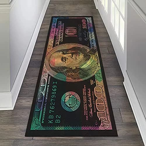 GUBIYU Money Rugs 100 Dollar Bill Area Runner Rug 59x23.5 inches | Nonslip Rubber Backed Floor Mat thumbnail 5