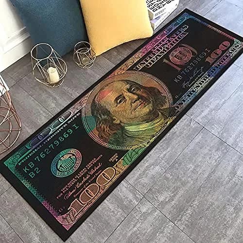 GUBIYU Money Rugs 100 Dollar Bill Area Runner Rug 59x23.5 inches | Nonslip Rubber Backed Floor Mat thumbnail 2