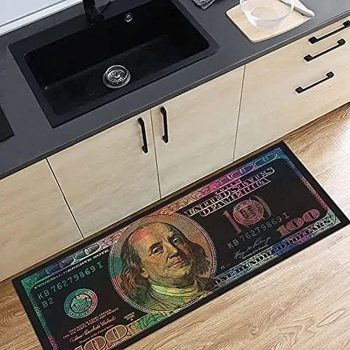 GUBIYU Money Rugs 100 Dollar Bill Area Runner Rug 59x23.5 inches | Nonslip Rubber Backed Floor Mat thumbnail 3