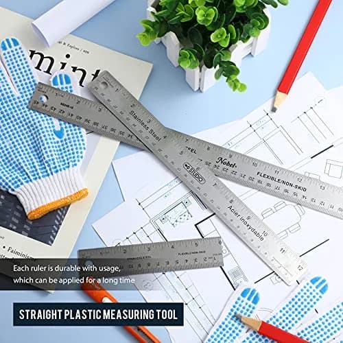 Frienda 2 Pcs Metal Ruler Cork Backed 30cm (12 Inch) & 45cm (18 Inch) | Non-Slip Straight Edge for Precise Measuring thumbnail 7