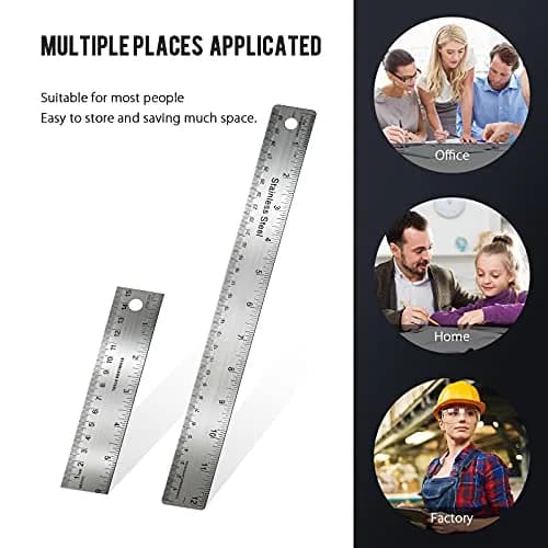 Frienda Metal Ruler with Cork Backing 15cm (6 Inch) & 30cm (12 Inch) | Non-Slip Straight Edge for Precise Measuring thumbnail 3