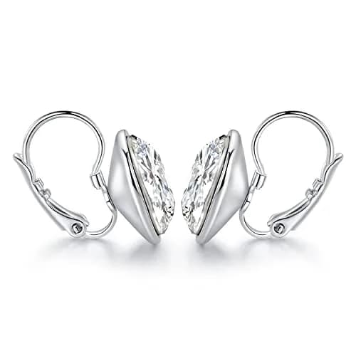 MDFUN White Bella Crystal Drop Earrings 12 mm (0.47 in) | Hypoallergenic 18K White Gold Plated Jewelry for Women thumbnail 7