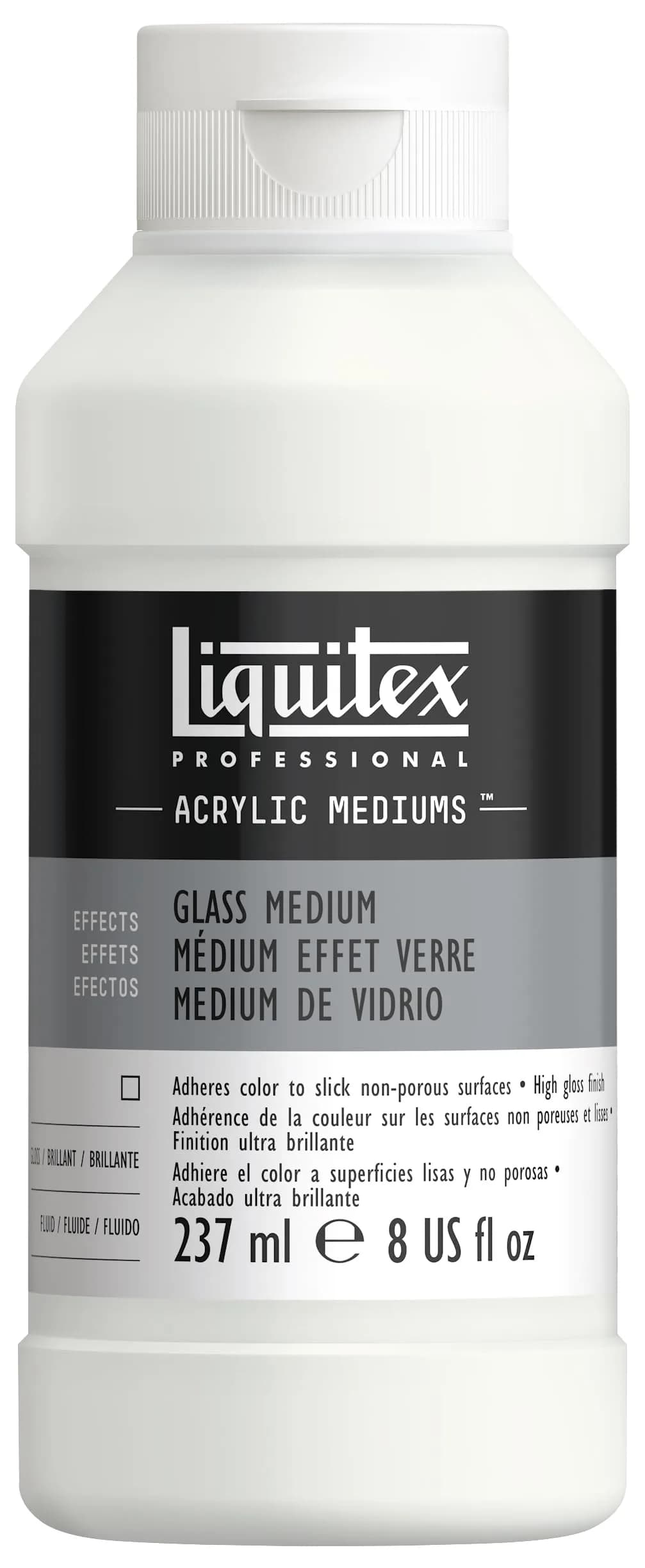Liquitex Professional Effects Glass Medium 237ml (8 Fl Oz) | Creates Glossy, Scratch-Resistant Surfaces on Glass, Ceramics & Porcelain — Glass Medium