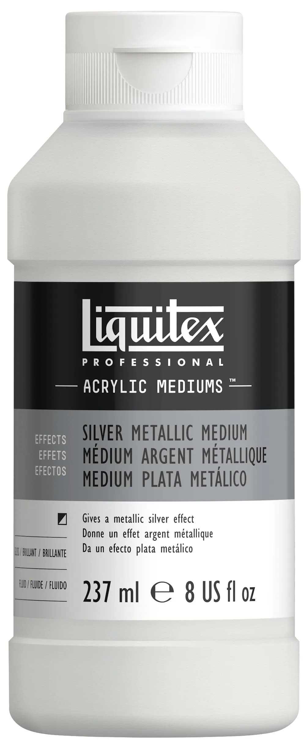 Liquitex Professional Effects Medium Silver Metallic 237ml (8-oz) | Acrylic Paint Medium for Luster & Blends — Silver Metallic Medium