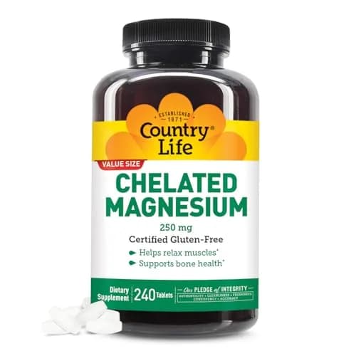 Country Life Chelated Magnesium 250 mg Tablets (240 Count, 240-Day Supply) | Supports Bone & Muscle Health thumbnail 1