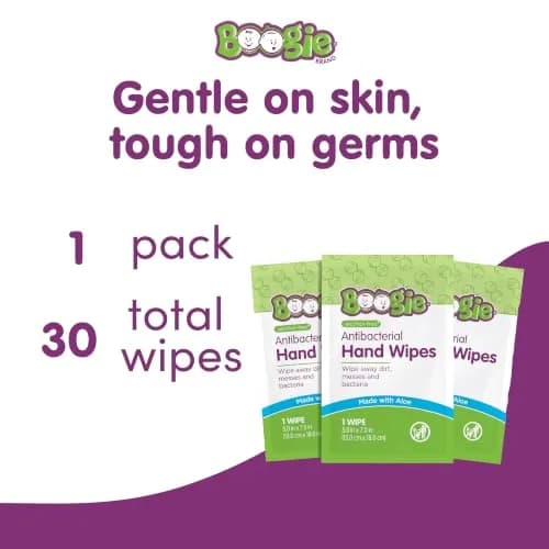 Boogie Antibacterial Hand Wipes 30 Count | Alcohol-Free, Hypoallergenic, Moisturizing for All Skin Types thumbnail 2
