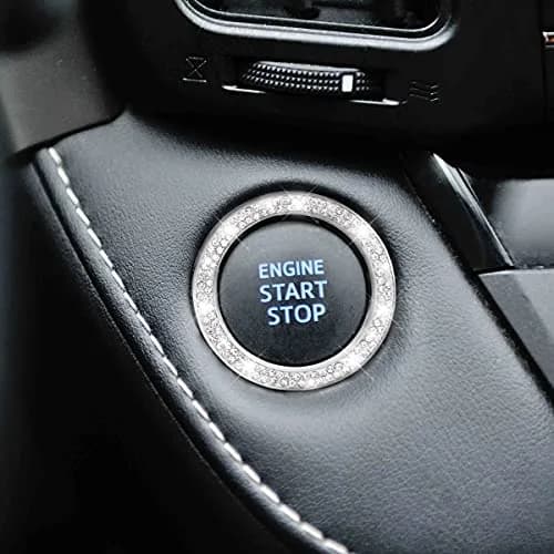 AUKEPO Car Start Button Ring Stickers, Double Silver | Sparkling Interior Decor, Universal Fit thumbnail 6