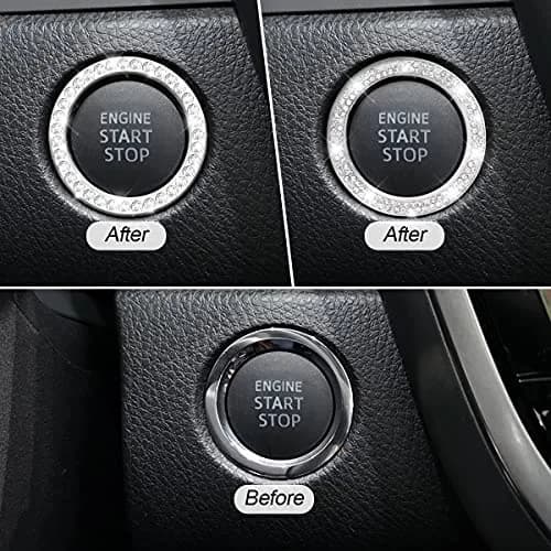 AUKEPO Silver Crystal Rhinestone Push Start Button Ring Sticker | 3.8 cm (1.5 inch) Diameter thumbnail 5