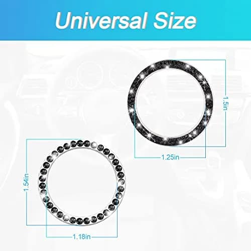 AUKEPO 2PCS Car Start Button Ring Stickers, Set Black | Bling Crystal Rhinestone Ignition Knob Trim thumbnail 2