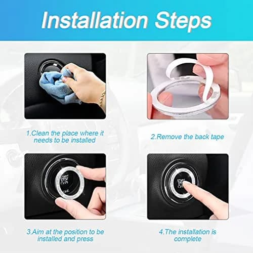 AUKEPO Double Pink 2PCS Car Start Button Ring Stickers | Bling Crystal Rhinestone Ignition Knob Trim thumbnail 4