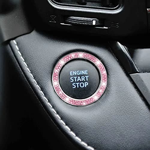 AUKEPO Double Pink 2PCS Car Start Button Ring Stickers | Bling Crystal Rhinestone Ignition Knob Trim thumbnail 7