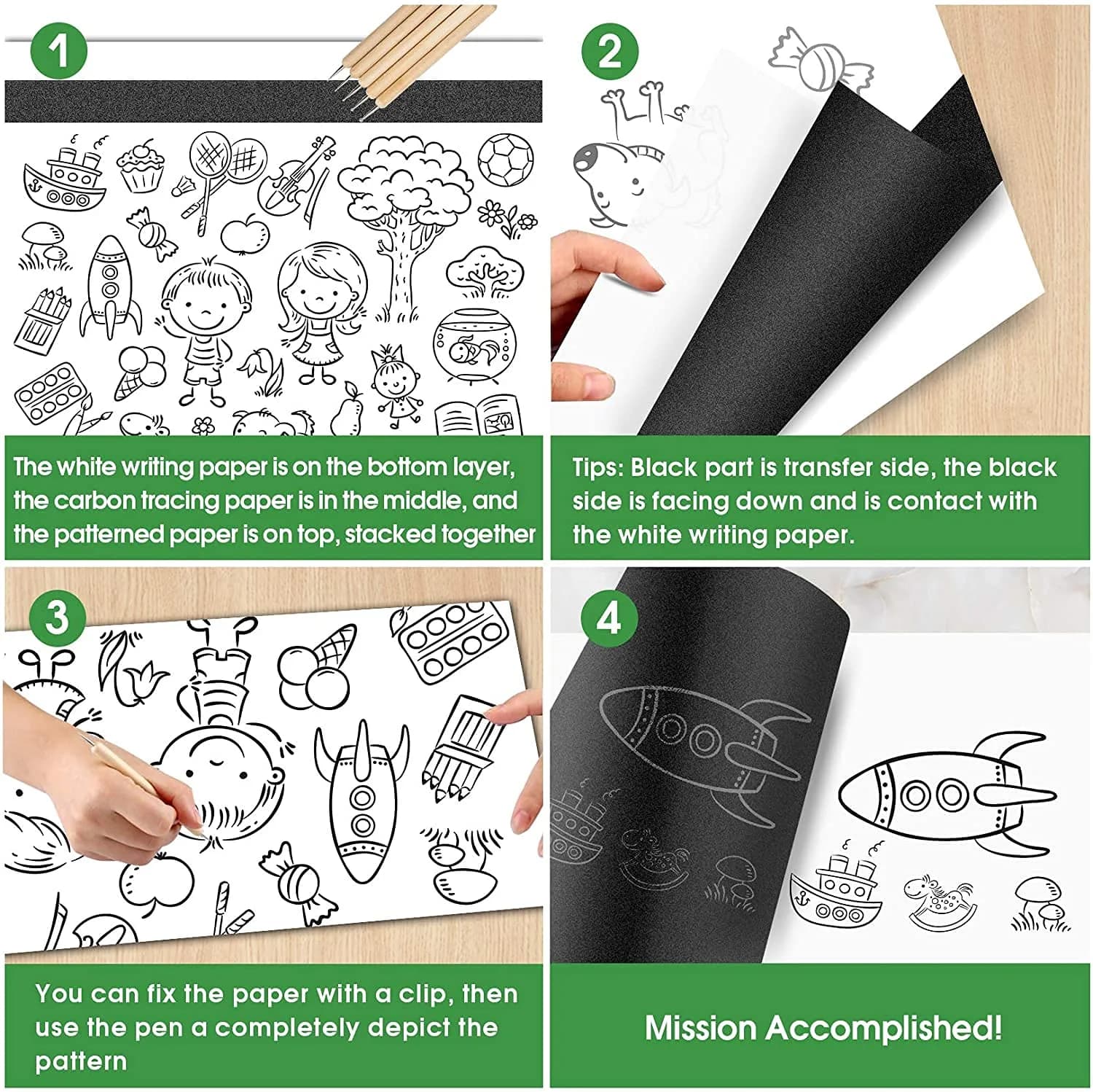 PSLER Blue Carbon Paper for Tracing - 30Pcs A4 Sheets | Graphite Transfer for Art & Crafts - view 4