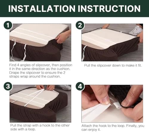 H.VERSAILTEX Stretch T Cushion Chair Sofa Slipcover 32-40" | Thick Jacquard Fabric, Elastic Bands, Protect & Beautify thumbnail 7
