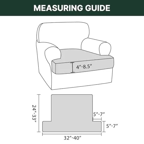 H.VERSAILTEX Stretch T Cushion Chair Sofa Slipcover 32-40" | Thick Jacquard Fabric, Elastic Bands, Protect & Beautify thumbnail 2