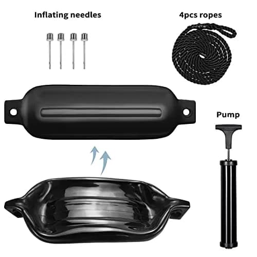 Sailortenx Boat Fenders 4.5'' Inflatable Ribbed Marine Fender 4 Pack | Docking & Yacht Use thumbnail 5