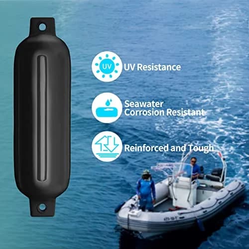 Sailortenx Boat Fenders 4.5'' Inflatable Ribbed Marine Fender 4 Pack | Docking & Yacht Use thumbnail 6