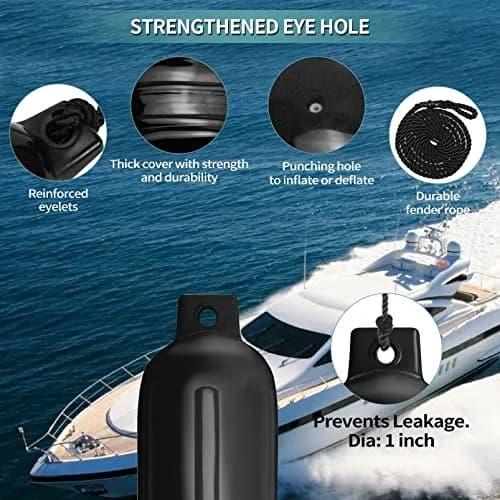 Sailortenx Boat Fenders 4.5'' Inflatable Ribbed Marine Fender 4 Pack | Docking & Yacht Use thumbnail 3