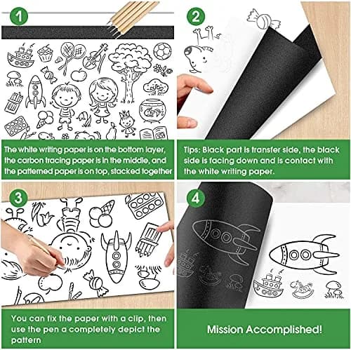 PSLER Red Carbon Paper for Tracing - 30Pcs Graphite Transfer Paper, A4 | Durable Tracing Paper for Art and Crafts thumbnail 4