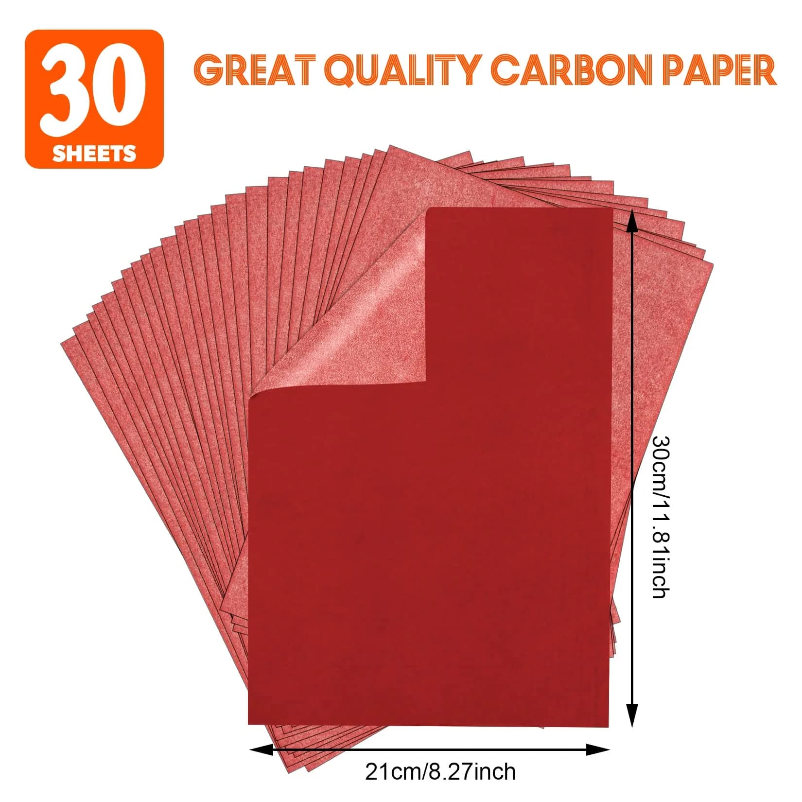 PSLER Red Carbon Paper for Tracing - 30Pcs Graphite Transfer Paper, A4 | Durable Tracing Paper for Art and Crafts - view 2