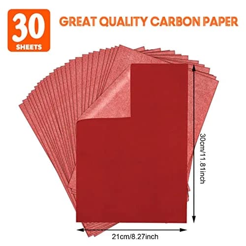 PSLER Red Carbon Paper for Tracing - 30Pcs Graphite Transfer Paper, A4 | Durable Tracing Paper for Art and Crafts thumbnail 2