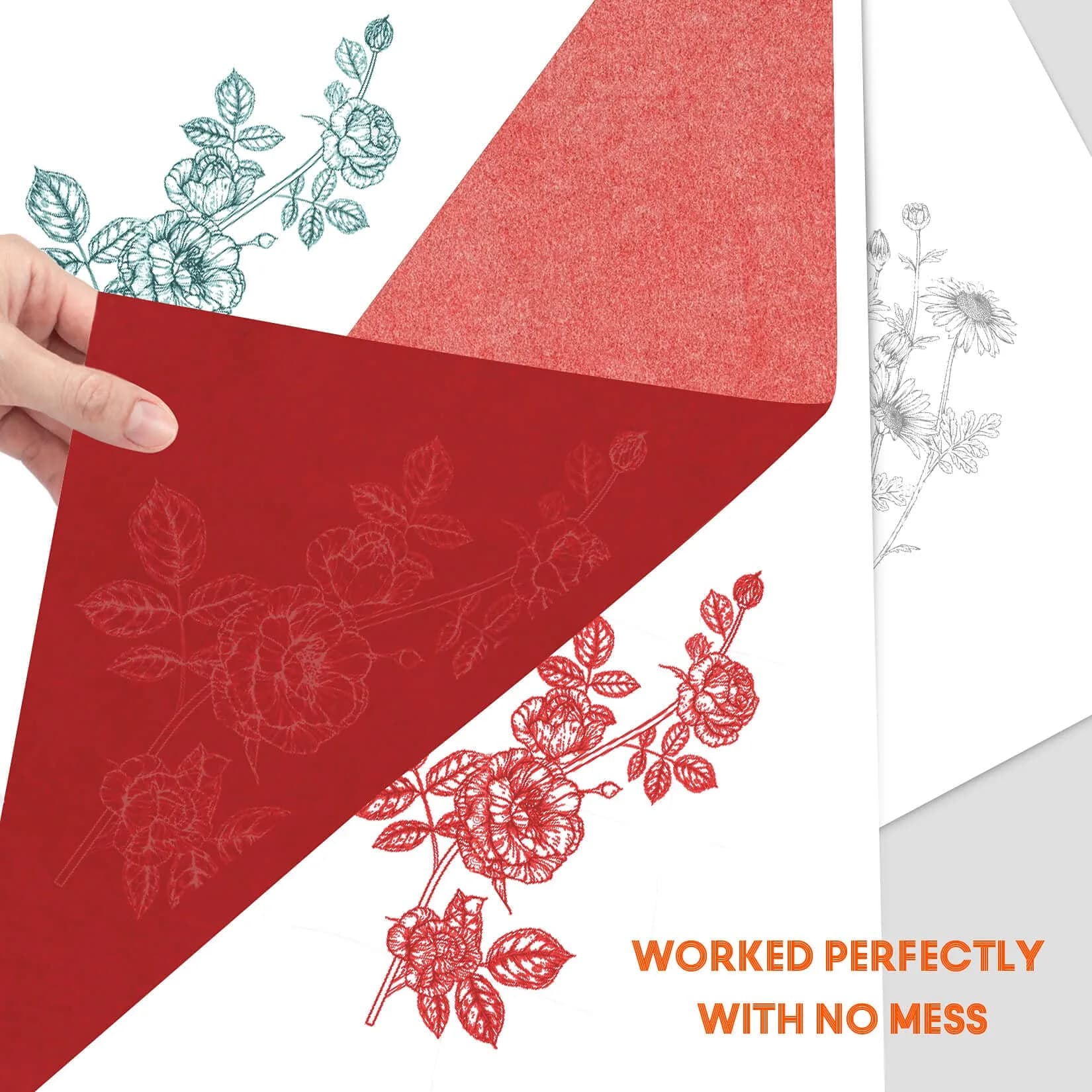 PSLER Red Carbon Paper for Tracing - 30Pcs Graphite Transfer Paper, A4 | Durable Tracing Paper for Art and Crafts - view 3