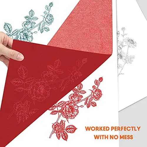 PSLER Red Carbon Paper for Tracing - 30Pcs Graphite Transfer Paper, A4 | Durable Tracing Paper for Art and Crafts thumbnail 3