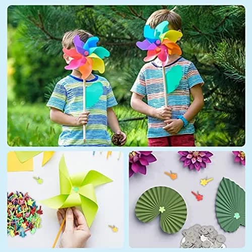 Runloon 400 Pcs Mini Brad Paper Fastener Multicolor Metal Brads with Washers & Hole Punch | Craft & Scrapbooking Supplies thumbnail 3