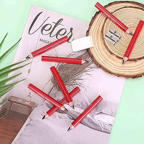 AUTEMOJO Triangular Thick Pencils 9mm (0.4 inch) | 8-Pack Red Pencils with Sharpener & Eraser thumbnail 6