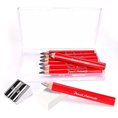AUTEMOJO Triangular Thick Pencils 9mm (0.4 inch) | 8-Pack Red Pencils with Sharpener & Eraser thumbnail 1