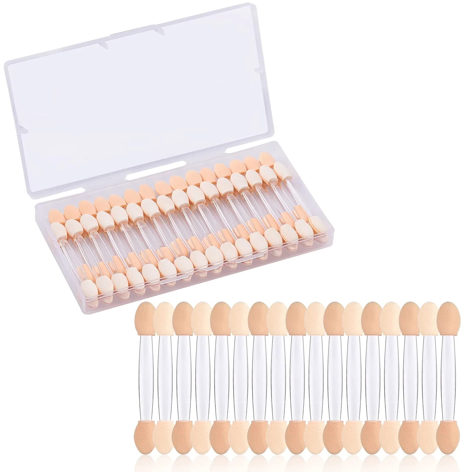 MORGLES Eyeshadow Applicators Sponge Clear Disposable 50PCS | Soft, Dual-Ended, Mess-Free Makeup — clear