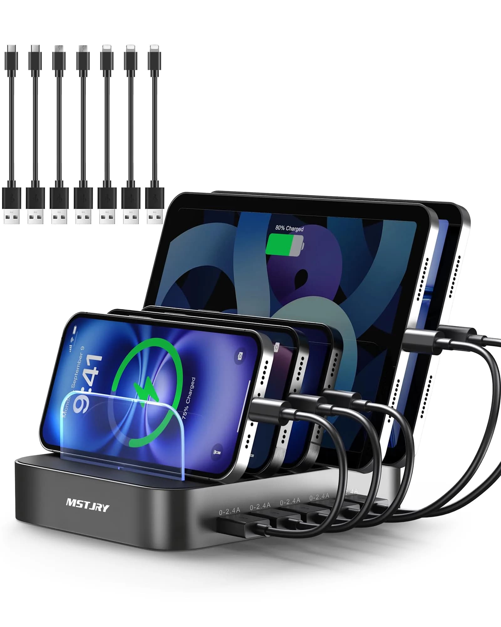 MSTJRY 5 Port USB-A Charging Station Dock 50W | 54.9 cm (0.55 kg) Gunmetal