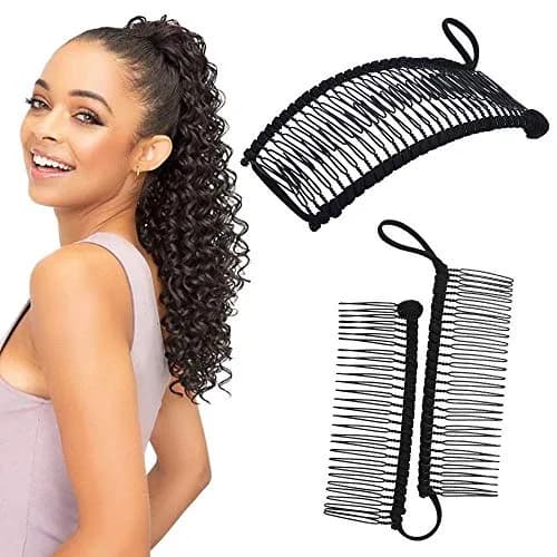 MYEAST Stretchy Banana Clip for Hair - Medium 30-Teeth, Vintage Black Hair Claw for Thick & Curly Hair | Secure All-Day Hold thumbnail 1