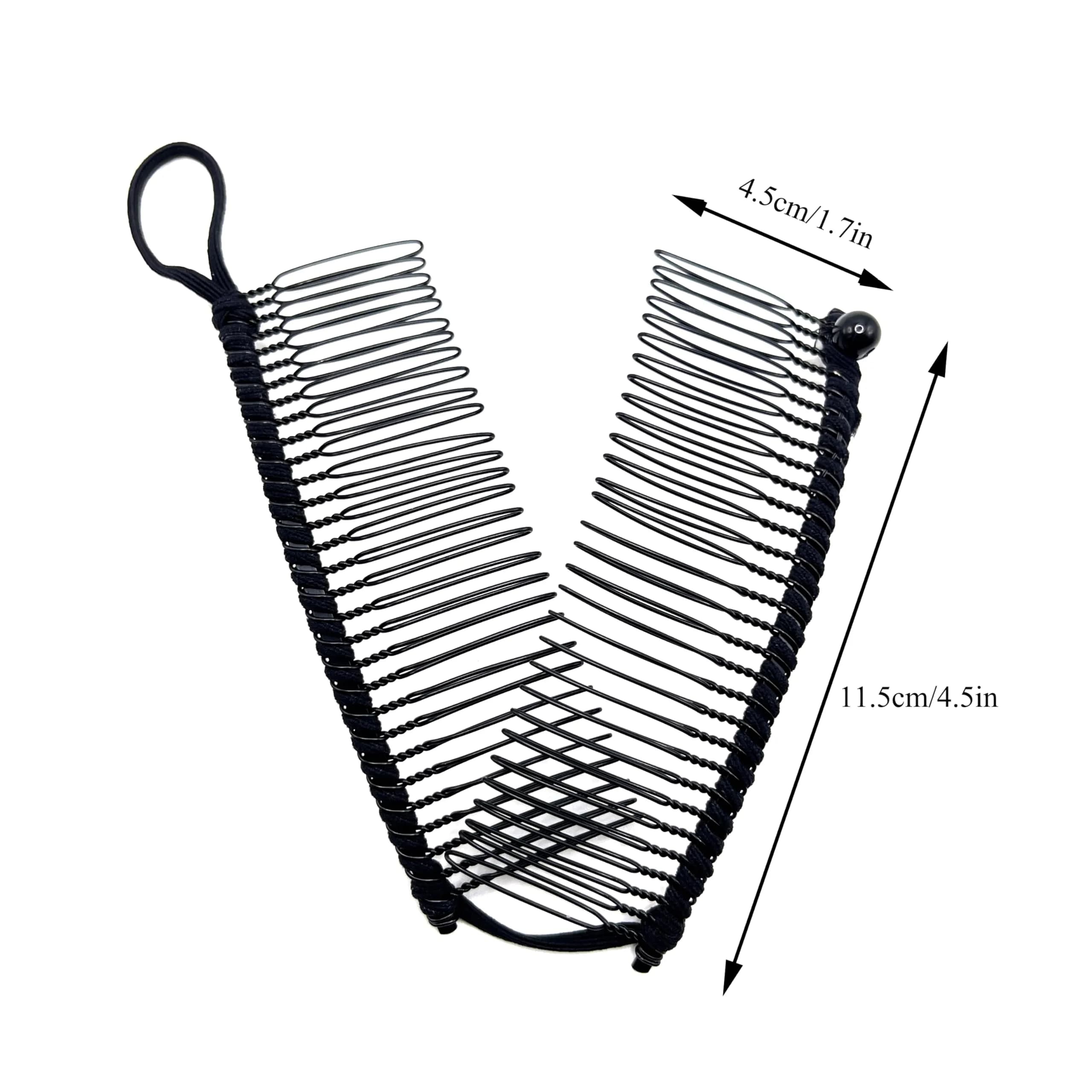MYEAST Stretchy Banana Clip for Hair - Medium 30-Teeth, Vintage Black Hair Claw for Thick & Curly Hair | Secure All-Day Hold - view 2