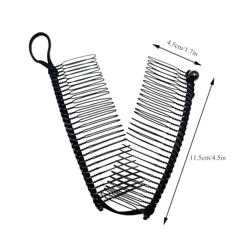 MYEAST Stretchy Banana Clip for Hair - Medium 30-Teeth, Vintage Black Hair Claw for Thick & Curly Hair | Secure All-Day Hold thumbnail 2