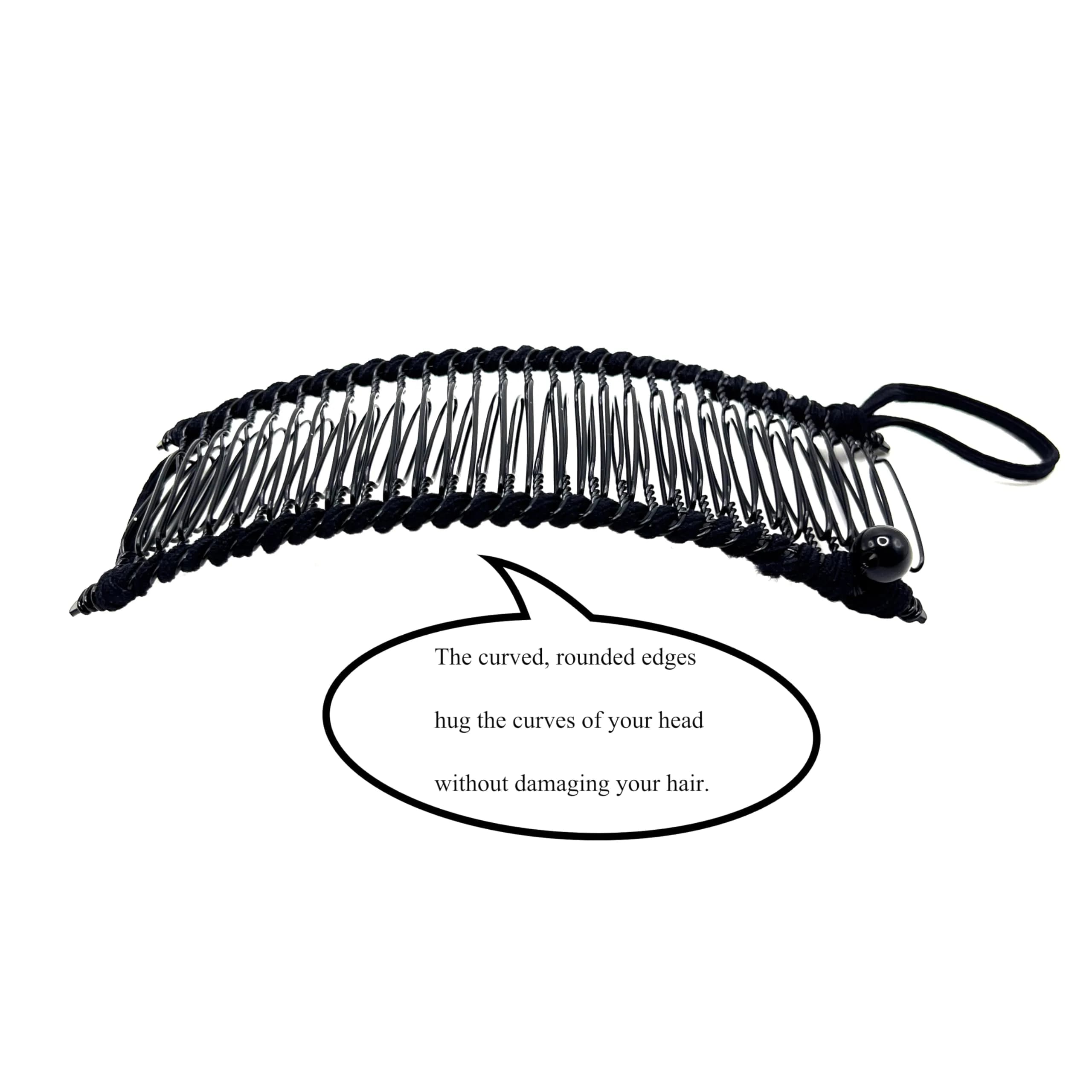 MYEAST Stretchy Banana Clip for Hair - Medium 30-Teeth, Vintage Black Hair Claw for Thick & Curly Hair | Secure All-Day Hold - view 3