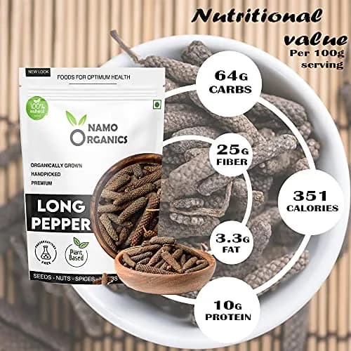 Namo Organics Whole Long Pepper 100 g (3.53 oz) | Authentic Indian Pippali Spice thumbnail 4