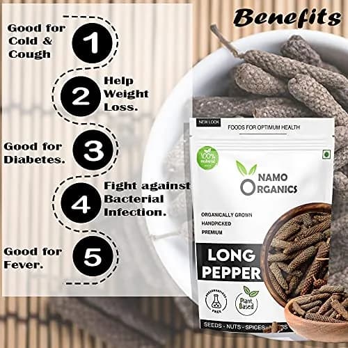 Namo Organics Whole Long Pepper 100 g (3.53 oz) | Authentic Indian Pippali Spice thumbnail 2