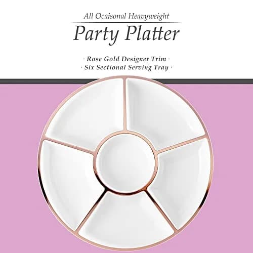 Plasticpro 6 Sectional Round Plastic Serving Tray/Platter 12 inch | Elegant & Heavyweight thumbnail 5