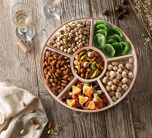 Plasticpro 6 Sectional Round Plastic Serving Tray/Platter 12 inch | Elegant & Heavyweight thumbnail 3