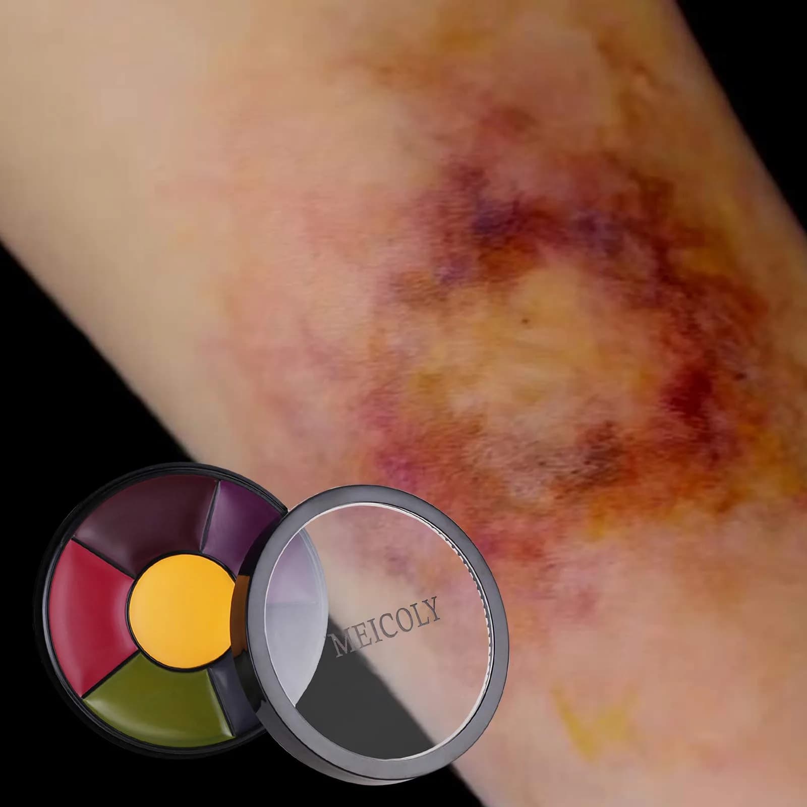 MEICOLY 6 Color Bruise Wheel Special Effects Makeup Kit | 10g (0.35 oz) Palette with 3 Stipple Sponges - view 3
