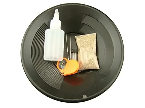 Make Your Own Gold Bars Panning Kit 10" Double Riffle Green Gold Pan, Paydirt, Snuffer, Tweezers & Loupe | Support Indian Gold Prospecting thumbnail 1
