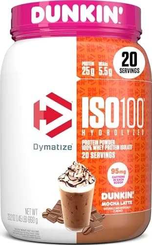 Dymatize ISO100 Protein Powder Mocha Latte 1.34 lb (612 g) | 25g Protein, 5.5g BCAAs, 95mg Caffeine thumbnail 1