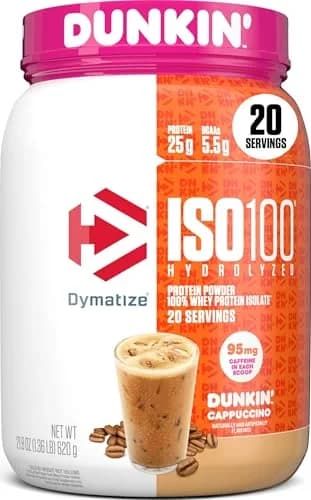 Dymatize ISO100 Protein Powder +Energy Cappuccino 609g (1.34 lb) | 25g Protein, 95mg Caffeine thumbnail 1