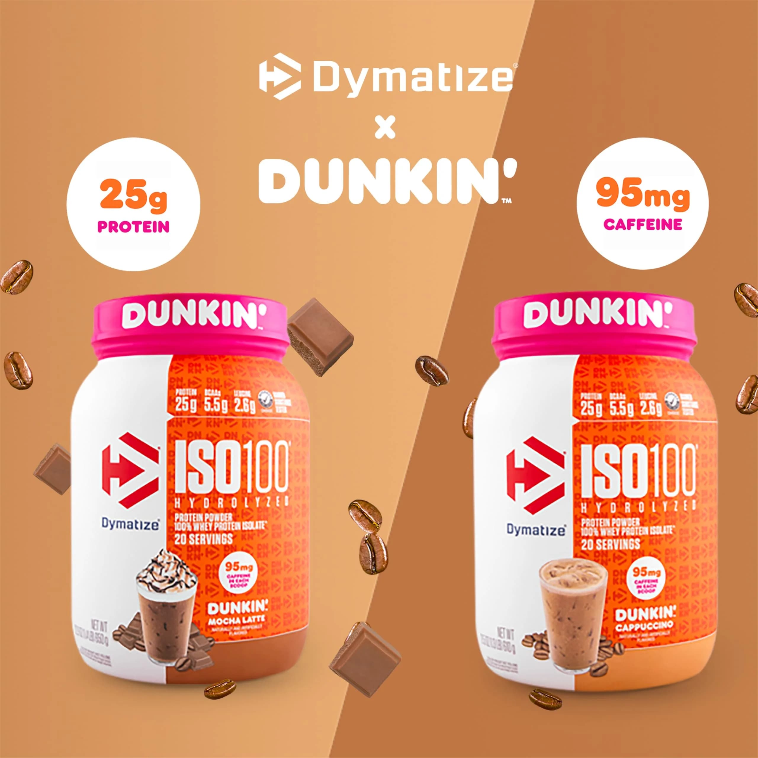 Dymatize ISO100 Protein Powder +Energy Cappuccino 609g (1.34 lb) | 25g Protein, 95mg Caffeine - view 2