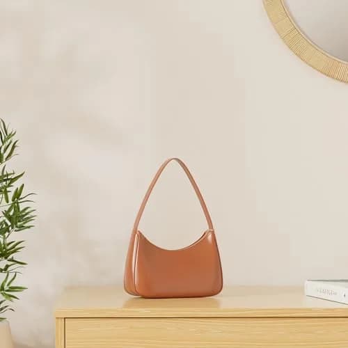 CYHTWSDJ Hobo Tote Handbag Mini Clutch Purse with Zipper Closure, Brown 25.9cm (10.2") x 17cm (6.7") x 9.9cm (3.9") | Cute & Stylish Underarm Bag for Women thumbnail 4