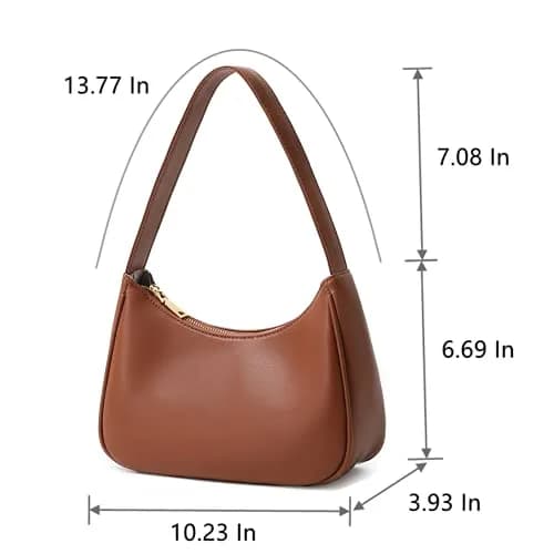 CYHTWSDJ Hobo Tote Handbag Mini Clutch Purse with Zipper Closure, Brown 25.9cm (10.2") x 17cm (6.7") x 9.9cm (3.9") | Cute & Stylish Underarm Bag for Women thumbnail 5