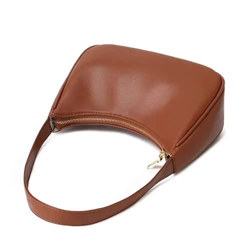 CYHTWSDJ Hobo Tote Handbag Mini Clutch Purse with Zipper Closure, Brown 25.9cm (10.2") x 17cm (6.7") x 9.9cm (3.9") | Cute & Stylish Underarm Bag for Women thumbnail 6