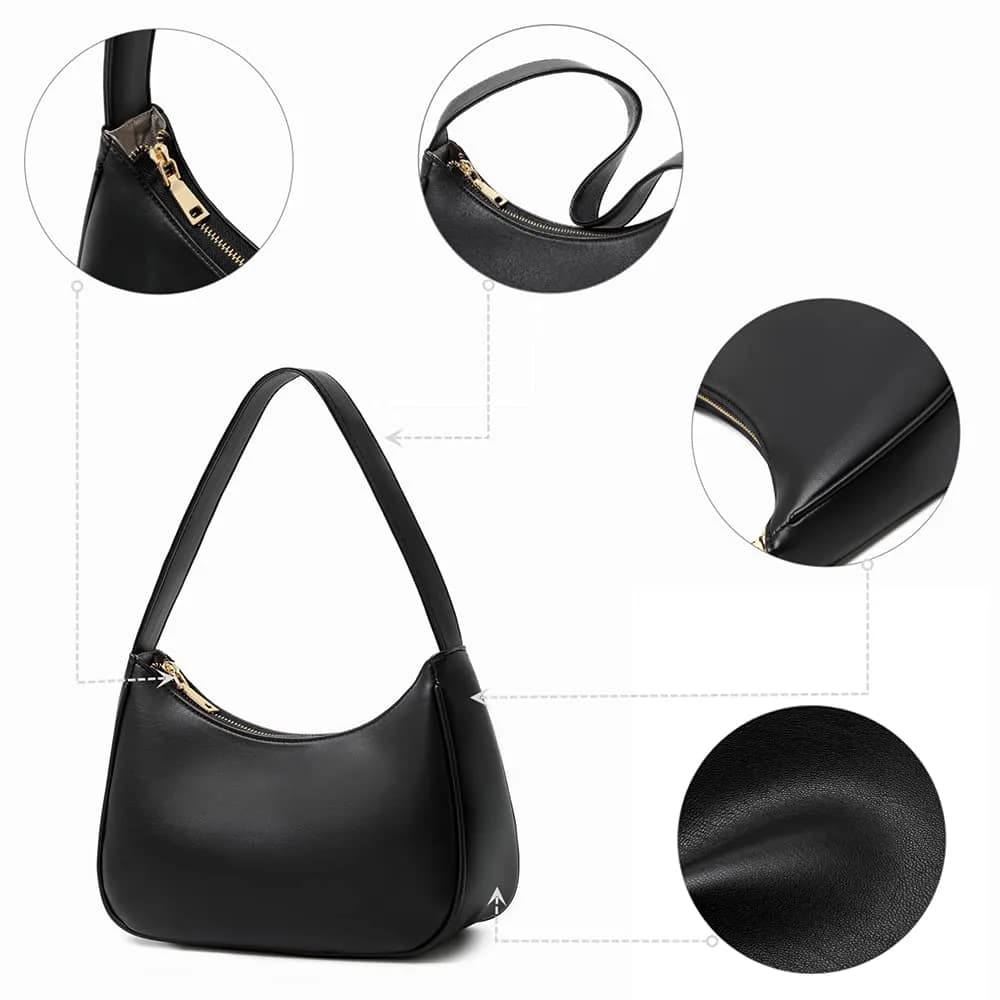 CYHTWSDJ Hobo Tote Handbag Mini Clutch Purse with Zipper Closure, Brown 25.9cm (10.2") x 17cm (6.7") x 9.9cm (3.9") | Cute & Stylish Underarm Bag for Women thumbnail 9